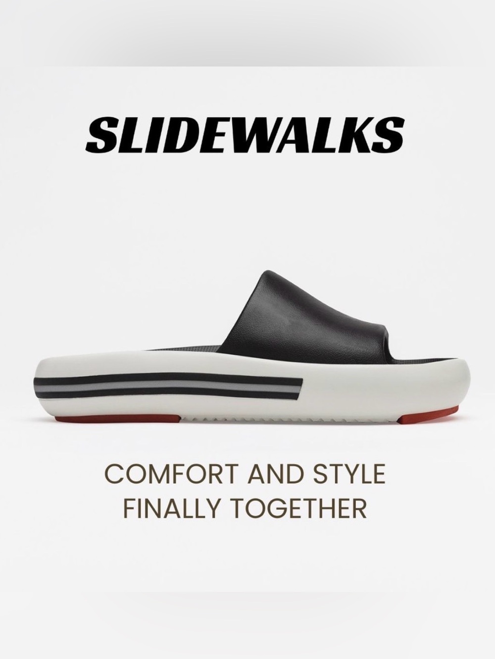 SLIDEWALKS Black and White Slide Sandals With Dust Bag Women’s Size 8 NEW